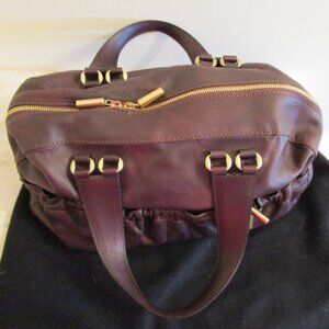 Donna Karan "Hudson" Mahogany Leather Satchel